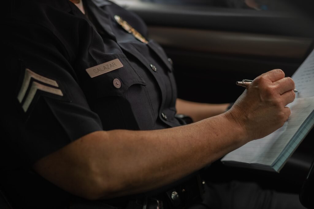 Can You File a Police Report Days After an Accident in Nevada? Police officer completing a report.