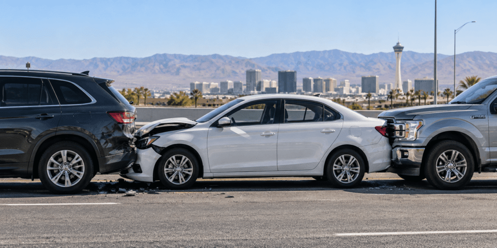 Who is at fault in a multi-car accident in Nevada
